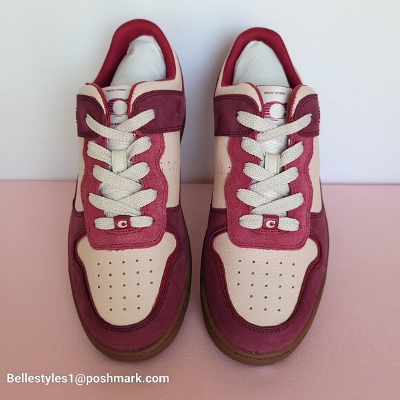COACH Low Top Leather and Suede Sneakers C201- Pink color- Women’s US Size 8.5B⭐ - Picture 8 of 16